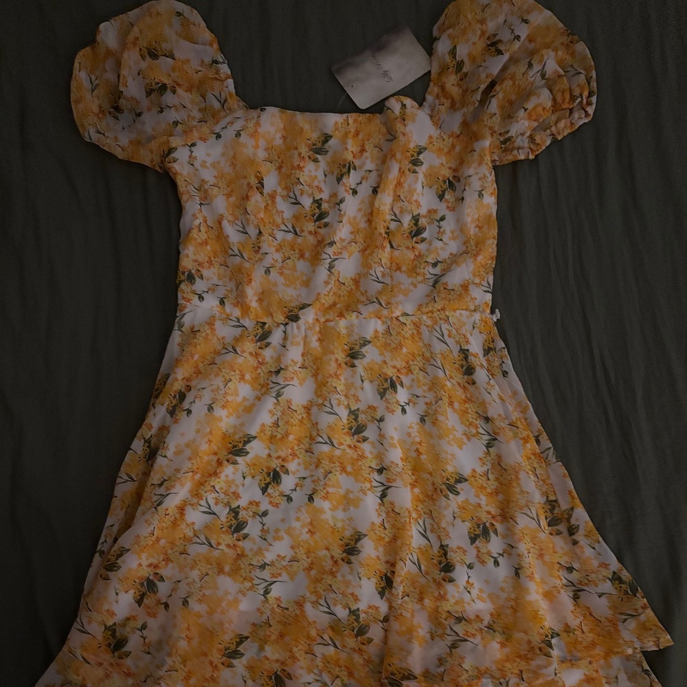 Yellow and white mini dress, size 2